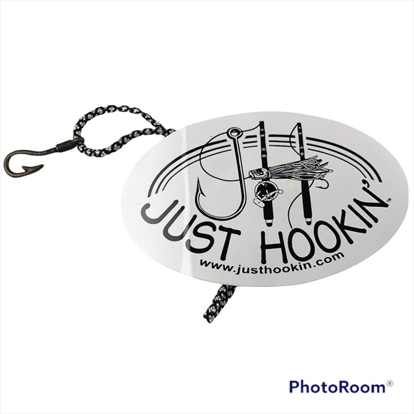 NWOT Fish Hook Bracelet and Sticker Just Hookin Adjustable Braided Bracelet - Picture 2 of 4